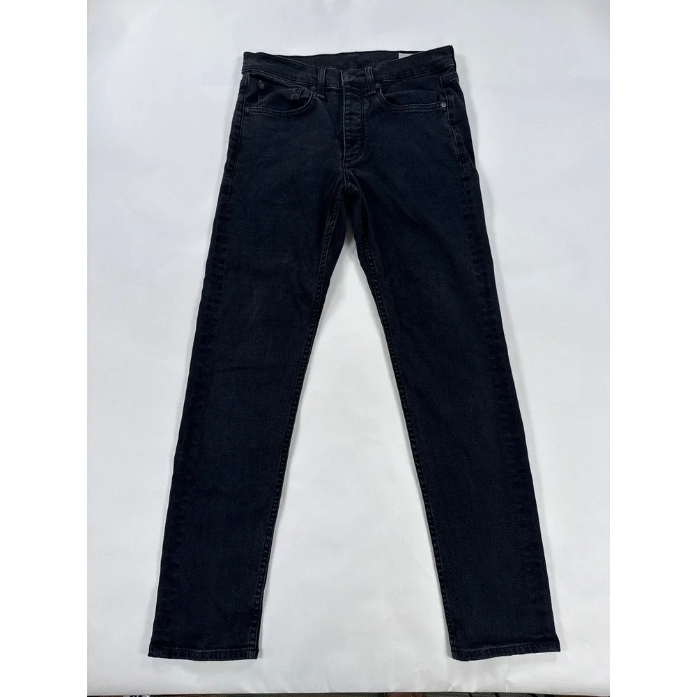Rag & Bone Mens Jeans 31 Black Fit 2 Slim Button Fly Minimalist Streetwear